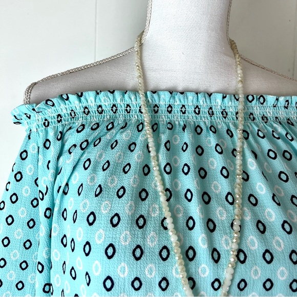 Banana Republic Geometric Off The Shoulder Blouse Sz L - Picture 2 of 14